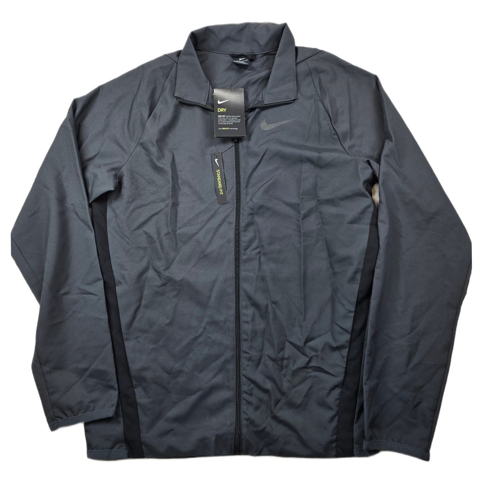 Nike Training Jacket Mens Small Gray Dri-FIT Full Zip Standard Fit Golf NEW